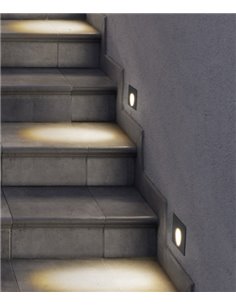 Lámpara de pared de exterior Icon – FORLIGHT – Empotrable de aluminio negro cuadrado, LED 3000K 228 lm, Medidas: 8 cm