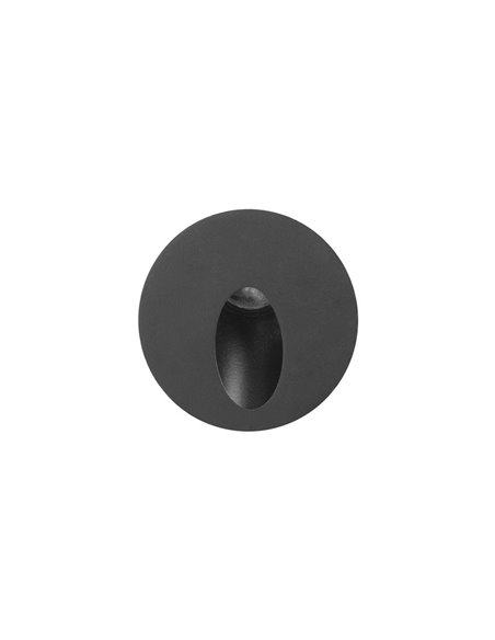 Lámpara de pared de exterior Icon – FORLIGHT – Empotrable de aluminio negro redondo, LED 3000K 228 lm, Diámetro: 8 cm