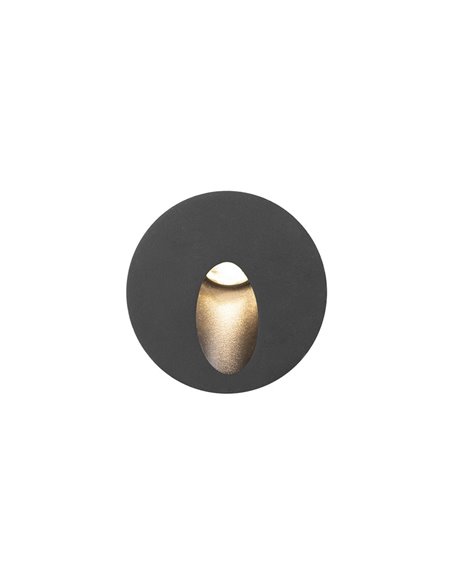 Lámpara de pared de exterior Icon – FORLIGHT – Empotrable de aluminio negro redondo, LED 3000K 228 lm, Diámetro: 8 cm