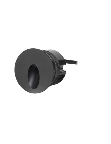 Lámpara de pared de exterior Icon – FORLIGHT – Empotrable de aluminio negro redondo, LED 3000K 228 lm, Diámetro: 8 cm