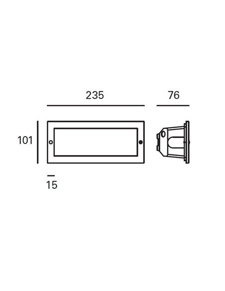 Lámpara empotrable de exterior Tamesis – FORLIGHT – Lámpara de pared de aluminio, E27 IP44, Tapa incluida