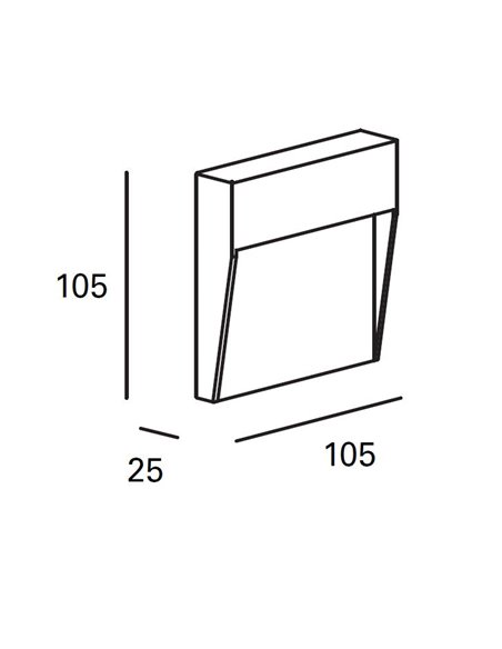 Aplique de pared de exterior Nod – FORLIGHT – Lámpara moderna cuadrada de aluminio, LED 3000K 210 lm, Medidas: 10,5 cm