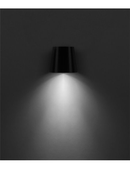 Aplique de pared de exterior Prisma – FORLIGHT – Lámpara moderna negra, Altura: 11 cm, Apto para ambientes salinos