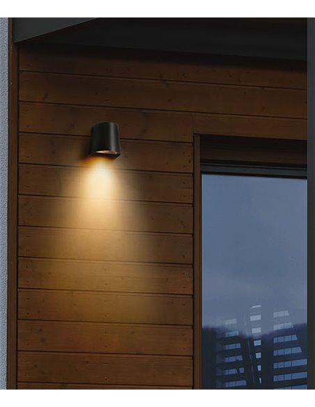 Aplique de pared de exterior Prisma – FORLIGHT – Lámpara moderna negra, Altura: 11 cm, Apto para ambientes salinos