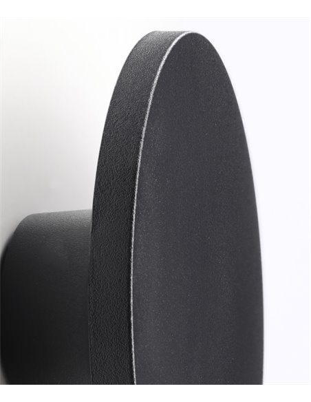 Aplique de pared de exterior Yika – FORLIGHT – Lámpara redonda negra, LED 3000K 690 lm, Diámetro: 16,4 cm