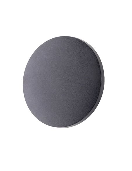 Aplique de pared de exterior Yika – FORLIGHT – Lámpara redonda negra, LED 3000K 690 lm, Diámetro: 16,4 cm