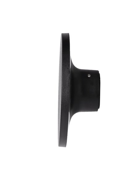 Aplique de pared de exterior Yika – FORLIGHT – Lámpara redonda negra, LED 3000K 690 lm, Diámetro: 16,4 cm