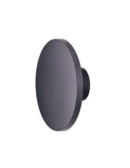 Aplique de pared de exterior Yika – FORLIGHT – Lámpara redonda negra, LED 3000K 690 lm, Diámetro: 16,4 cm