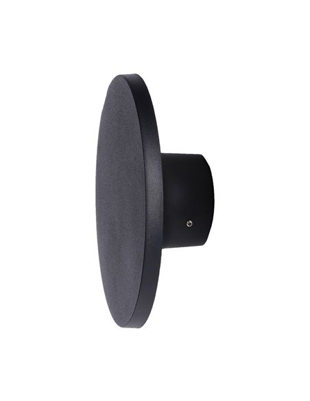 Aplique de pared de exterior Yika – FORLIGHT – Lámpara redonda negra, LED 3000K 690 lm, Diámetro: 16,4 cm