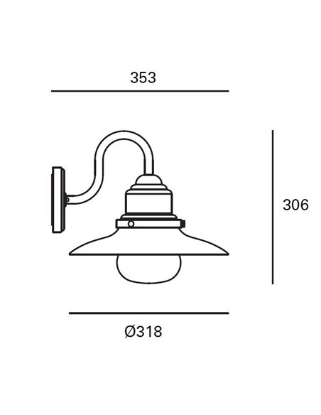 Aplique de pared de exterior Avenue – FORLIGHT – Lámpara vintage negra, IP44 E27