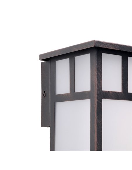 Aplique de pared de exterior Osaka – FORLIGHT – Lámpara de acero vintage en marrón óxido, E27 IP23 