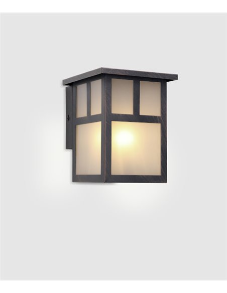 Aplique de pared de exterior Osaka – FORLIGHT – Lámpara de acero vintage en marrón óxido, E27 IP23 