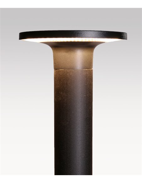 Baliza de exterior Yika – FORLIGHT – Lámpara moderna negra, LED 3000K 7,9W IP44, Altura: 52 cm