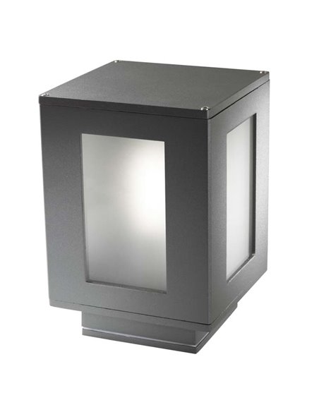 Baliza de exterior Alfil – FORLIGHT – Moderna lámpara de aluminio antracita, E27 IP44, Altura: 22 cm