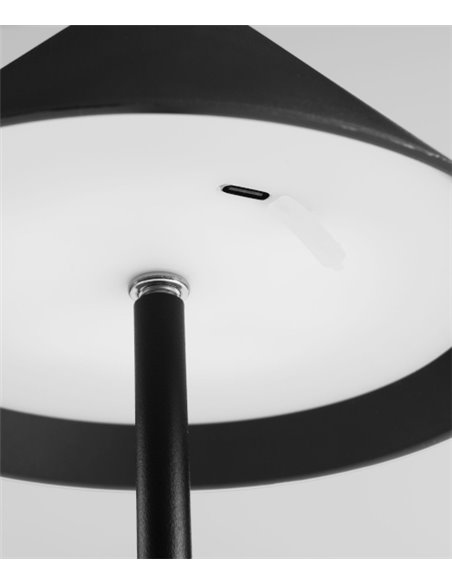 Lámpara portátil de exterior Sirina – FORLIGHT – Lámpara táctil con UBS negra, 3 intensidades lumínicas, LED regulable