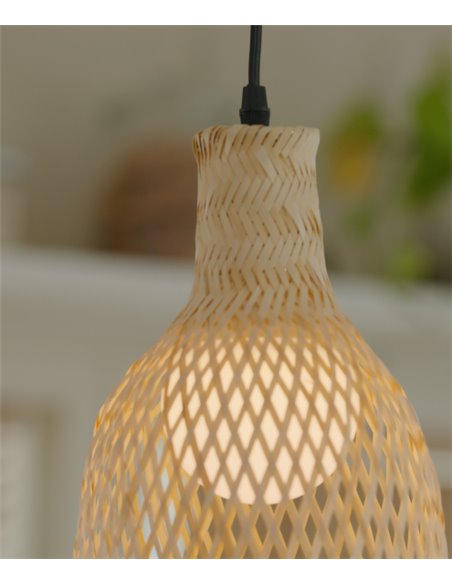 Lámpara de techo colgante Riba – FORLIGHT – Lámpara de madera, Altura regulable, Diámetro: 21 cm