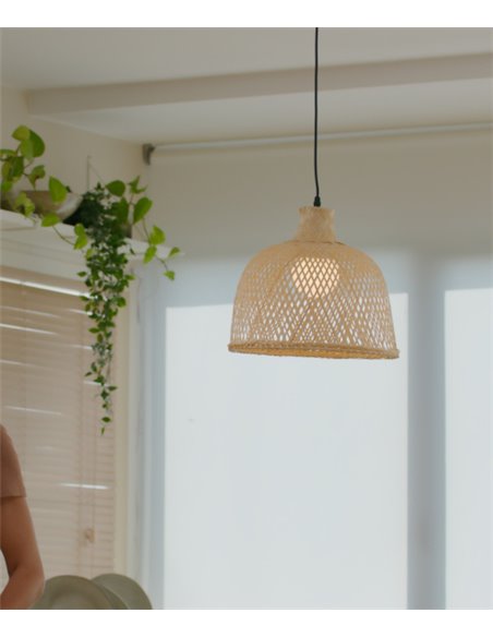 Lámpara colgante Riba – FORLIGHT – Lámpara de madera, Altura regulable, Diámetro: 35 cm