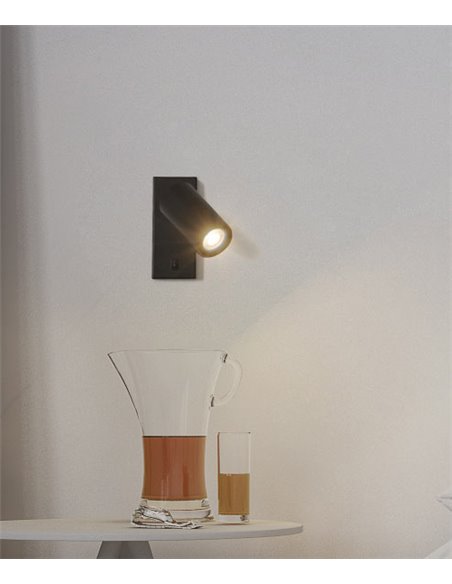 Aplique de pared Era – FORLIGHT – Lámpara de lectura blanca o negra, LED 8W IP20