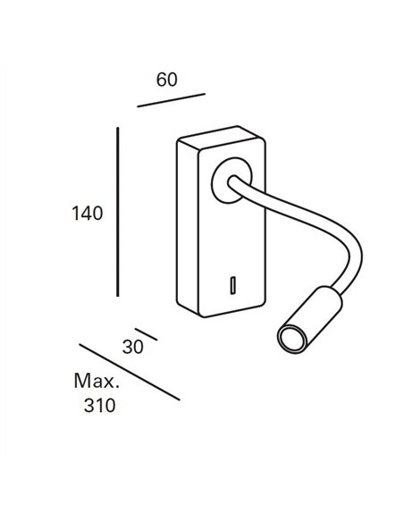Aplique de pared Mine – FORLIGHT – Lámpara de lectura en 2 colores, Flexo orientable, LED 3000K 184 lm