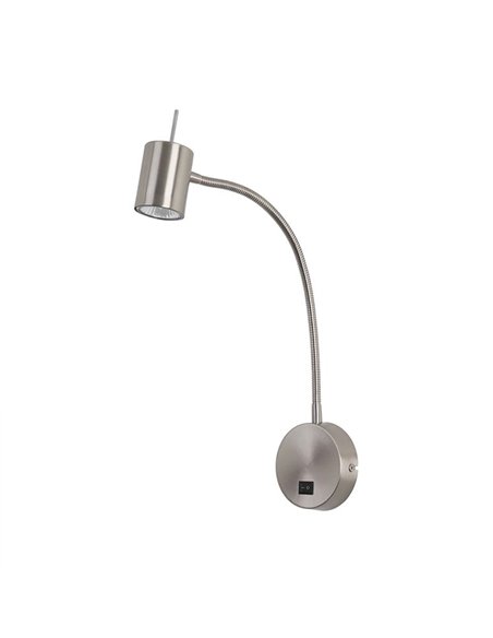 Aplique de pared Bas – FORLIGHT – Lámpara de lectura en níquel satinado, Brazo orientable