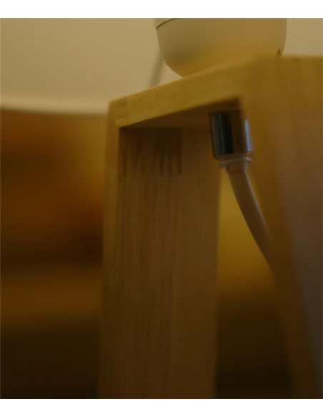 Lámpara de mesa Nuts – FORLIGHT – Lámpara nórdica con pantalla textil, Madera natural