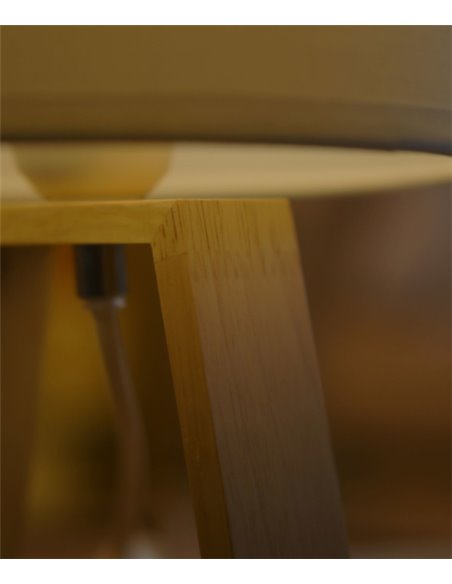 Lámpara de mesa Nuts – FORLIGHT – Lámpara nórdica con pantalla textil, Madera natural