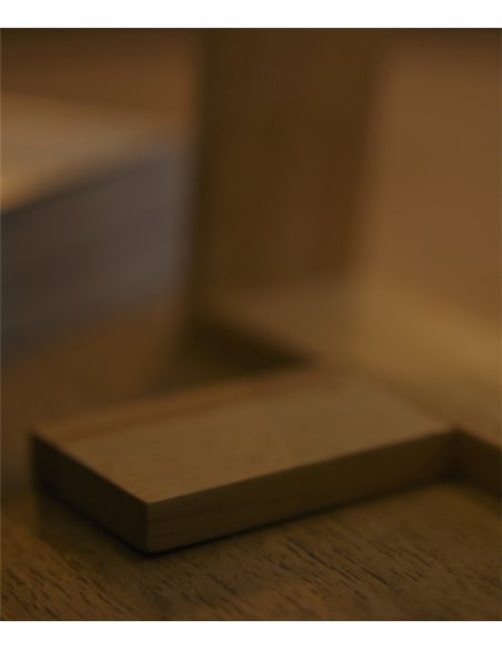 Lámpara de mesa Nuts – FORLIGHT – Lámpara nórdica con pantalla textil, Madera natural