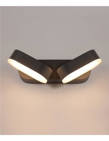 Aplique de pared de exterior Kansas – ACB – Lámpara de pared negra, 2 luces, LED 3000K