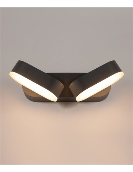 Aplique de pared de exterior Kansas – ACB – Lámpara de pared negra, 2 luces, LED 3000K