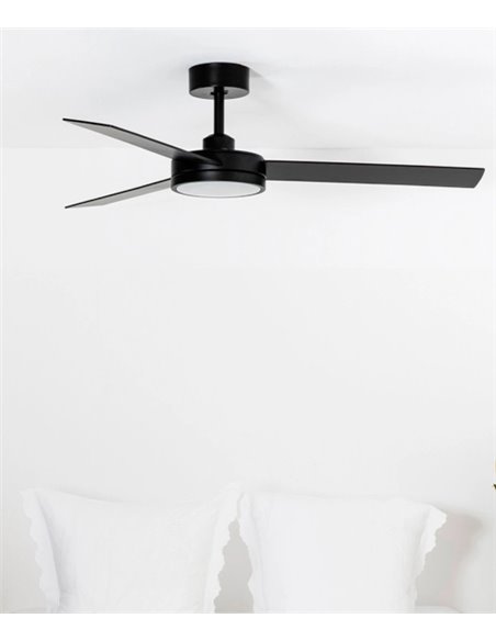 Ventilador de techo de tres palas con luz negro Barth - Faro