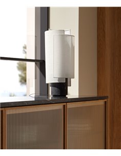 Lámpara de mesa Rio – Punt Mobles – Pantalla de algodón natural+Base de mármol, LED 2700K regulable