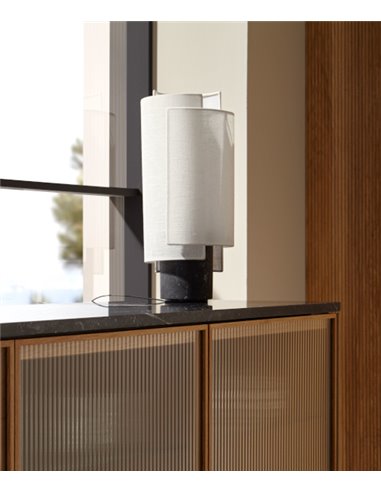 Lámpara de mesa Rio – Punt Mobles – Pantalla de algodón natural+Base de mármol, LED 2700K regulable