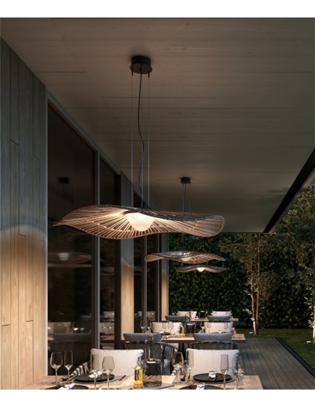 Lámpara colgante de exterior Mediterrànea – Bover – Pantalla de fibra sintética marrón, LED regulable Triac
