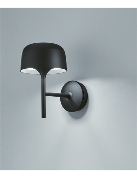 Aplique de pared Bol – Bover – Lámpara de aluminio negro mate, LED Regulable TRIAC