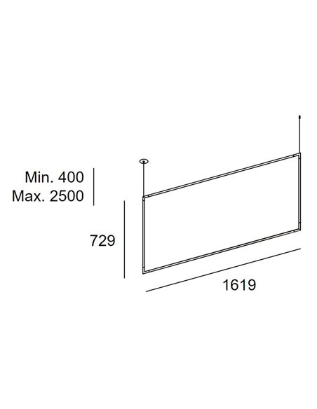 Lámpara colgante Modular Rectangular Vertical – LedsC4 – Lámpara negra con regulación DALI, LED 3000K 5260 lm, Florón rectangula