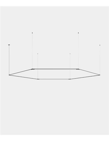 Lámpara colgante Tubs Modular Hexagonal – LedsC4 – LED regulable DALI, Lámpara negra con 2 tipos de florón a elegir