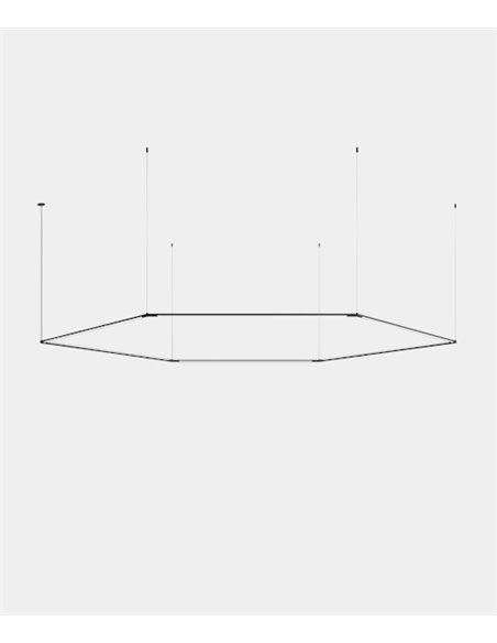 Lámpara colgante Tubs Modular Hexagonal – LedsC4 – LED regulable DALI, Lámpara negra con 2 tipos de florón a elegir