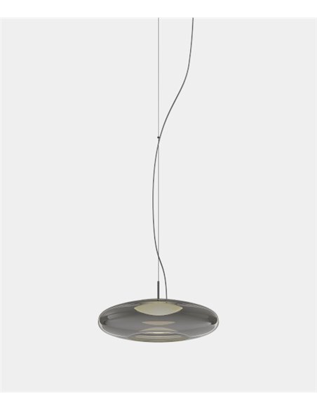 Colgante de techo empotrable Plat – LedsC4 – Lámpara de cristal en verde, fumé o ambar Regulable LED 2700-3000-4000K