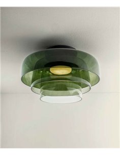 Plafón de techo Levels Triple – LedsC4 – Lámpara de vidrio LED 2700-3000-4000K, Diámetro: 42+32+22 cm, Regulable corte de fase, 