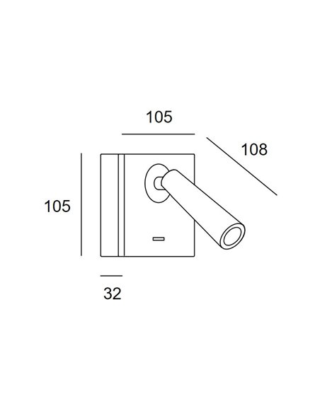 Aplique de pared Gamma Square – LedsC4 – Lámpara de lectura en 4 colores, Doble instalación: empotrado/superficie, LED 2700K