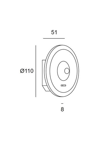 Aplique de pared Radar – LedsC4 – Lámpara minimalista en blanco o negro, LED 3000K, Regulable corte de fase