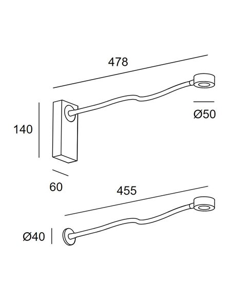 Aplique de pared Link Surface – LedsC4 – Lámpara de lectura touch dimming, LED 2700K, Disponible en 2 colroes