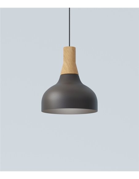 Lámpara colgante Reiko Cone – Robin – Lámpara moderna de metal y fresno, Ø 21 cm