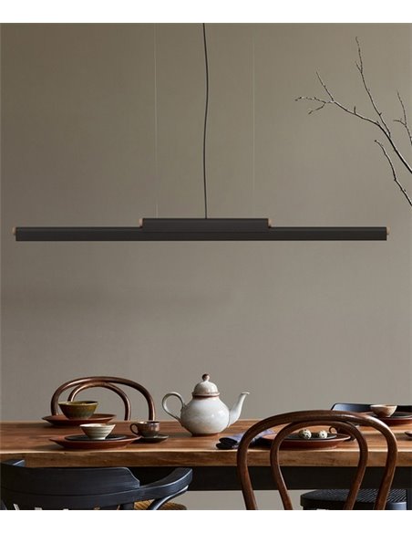 Lámpara colgante Rudi – Robin – Diseño horizontal negro/blanco, LED 3000K, Regulable Dali/No regulable