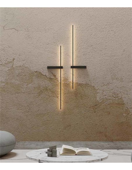 Aplique de pared Rut – Robin – Lámpara minimalista negra, LED 700 lm 3000K, Altura: 12.5 cm