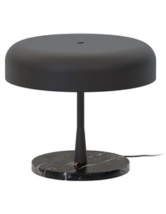 Lámpara de mesa Rea – Robin – Base de mármol, Pantalla negra mate, 3xE27 2