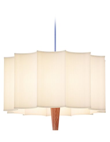Lámpara colgante Rain – Robin - Estructura de madera de castaño, Pantalla blanca, Ø 40 cm