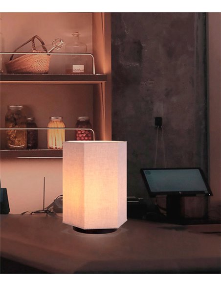 Lámpara de mesa Roxi – Robin – Pantalla de tela crema, 1xE27