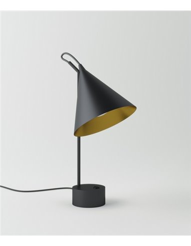 Lámpara de mesa Rubi – Robin – Diseño moderno negro y dorado