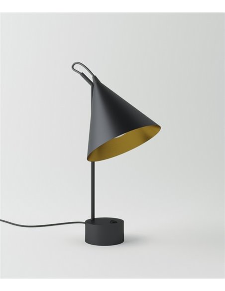 Lámpara de mesa Rubi – Robin – Diseño moderno negro y dorado